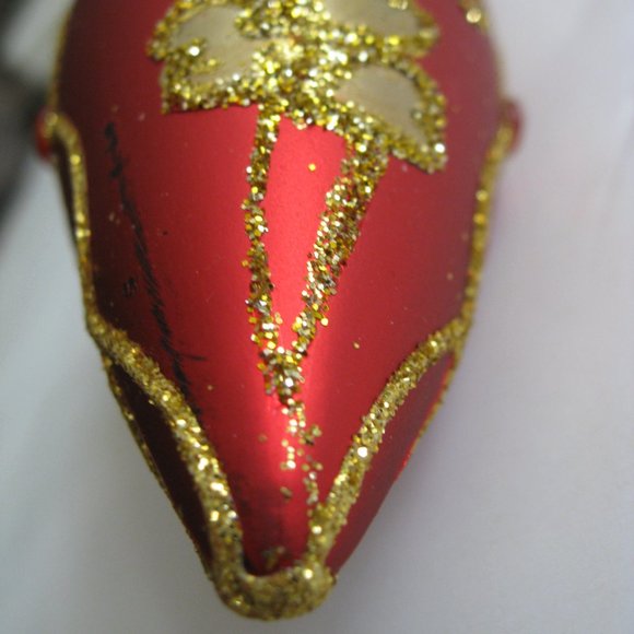 Irish Ireland Shamrock Teardrop Christmas Ornament Set of 2 Red Green Gold - Picture 2 of 14